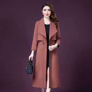 Temperament Fashion Age-reducing Windbreaker Coat Autumn Large Size Long Windbreaker C101