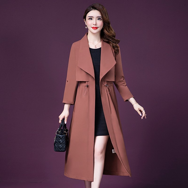Temperament Fashion Age-reducing Windbreaker Coat Autumn Large Size Long Windbreaker C101 - Image 2