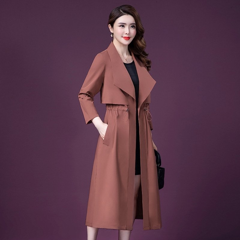 Temperament Fashion Age-reducing Windbreaker Coat Autumn Large Size Long Windbreaker C101 - Image 3