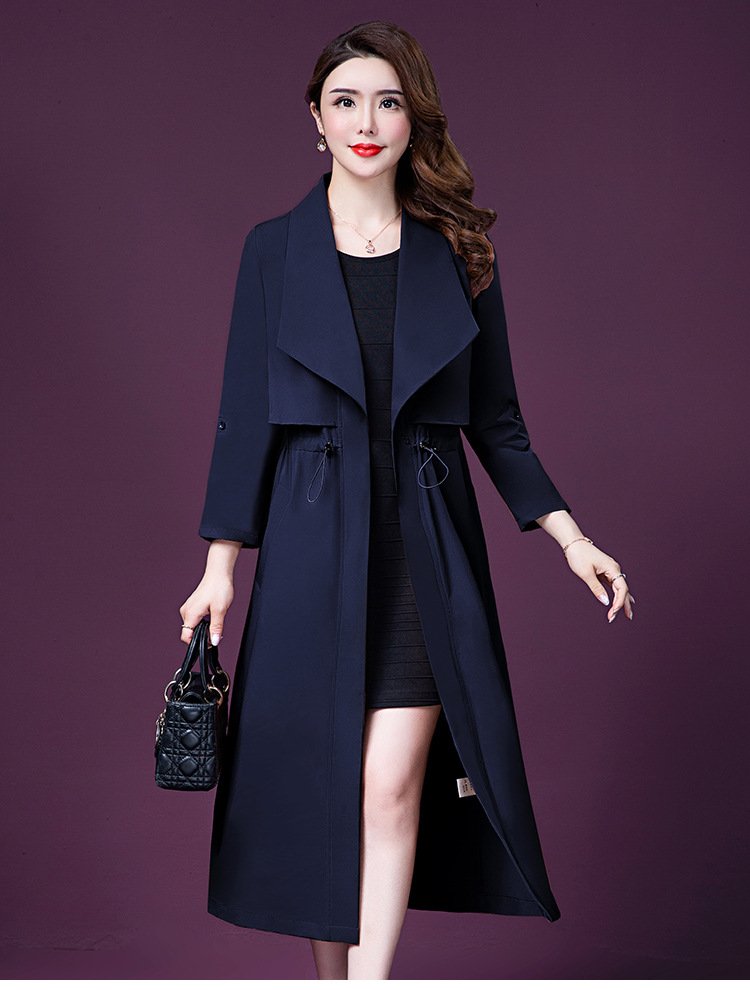 Temperament Fashion Age-reducing Windbreaker Coat Autumn Large Size Long Windbreaker C101 - Image 4