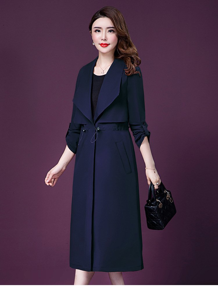 Temperament Fashion Age-reducing Windbreaker Coat Autumn Large Size Long Windbreaker C101 - Image 5
