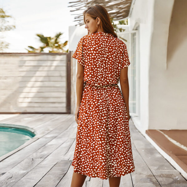 Original Design Fashion Summer Polka-Dot Short Sleeve Dress Lining Collar Skirt D101 - Image 7