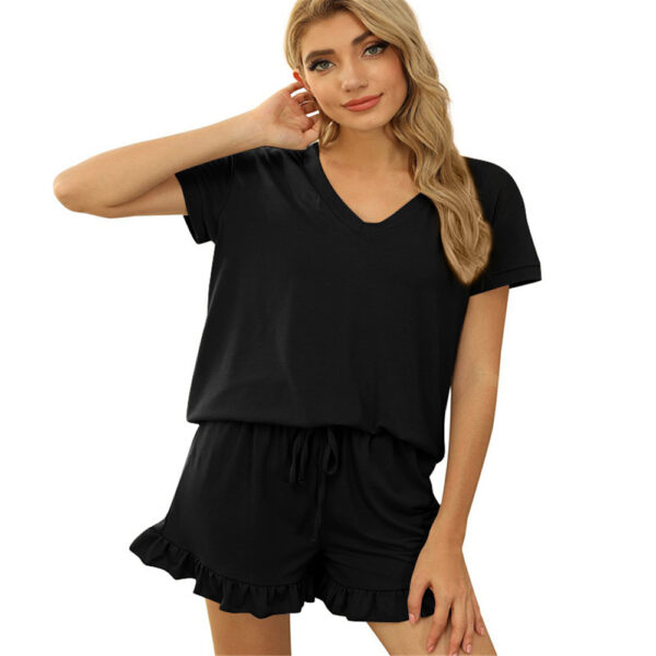 Spring and Summer Home Two-Piece Ladies Casual Drawstring Short Sleeve Pajamas PA101 - Image 5