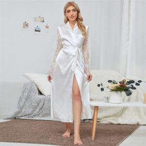 New Spring and Summer Home Robe Silk Sexy Lace Decoration PA106