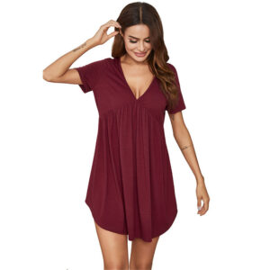 Spring and Summer V-Neck Knitted Short Sleeves Casual Loose PA107