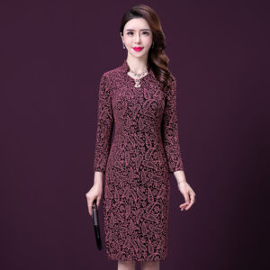 Spring Jacquard Elastic Bright Silk Elegant Temperament Slim Banquet Dress PR102