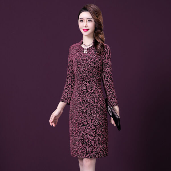 Spring Jacquard Elastic Bright Silk Elegant Temperament Slim Banquet Dress PR102 - Image 2