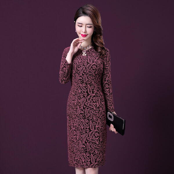 Spring Jacquard Elastic Bright Silk Elegant Temperament Slim Banquet Dress PR102 - Image 3