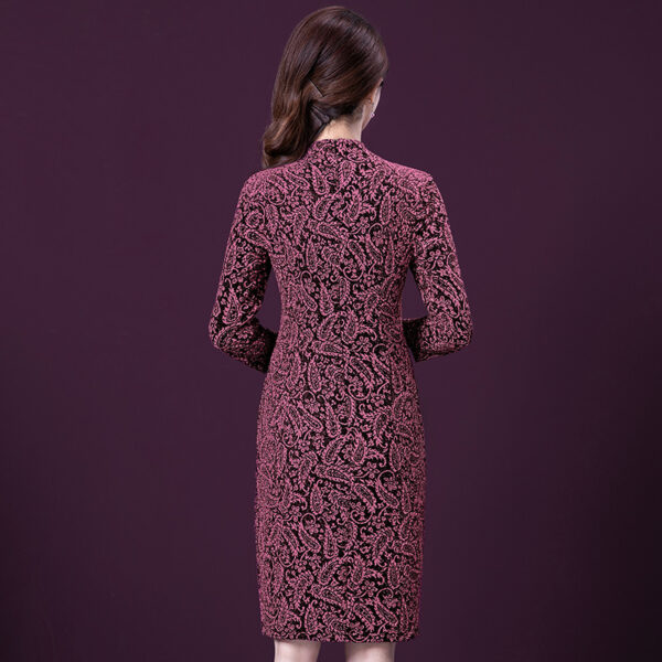 Spring Jacquard Elastic Bright Silk Elegant Temperament Slim Banquet Dress PR102 - Image 4